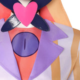 Traje de carnaval para hombre adulto Hazbin Hotel Sir Pentious con top amarillo y blanco y falda morada para Halloween