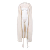 Traje de cosplay de Padmé Amidala con capa blanca para Halloween, carnaval y fiestas