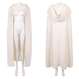 Traje de cosplay de Padmé Amidala con capa blanca para Halloween, carnaval y fiestas