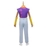 Traje de cosplay Mystery amarillo y morado para fiesta de Halloween y carnaval