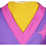 Traje de cosplay Mystery amarillo y morado para fiesta de Halloween y carnaval