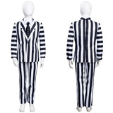 Película Beetlejuice Horrible A rayas Uniforme Niños Cosplay Disfraz Halloween Carnaval Traje Per.