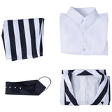 Película Beetlejuice Horrible A rayas Uniforme Niños Cosplay Disfraz Halloween Carnaval Traje Per.