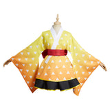 Anime Demon Slayer Agatsuma Zenitsu Lolita Kimono Cosplay Navidad Disfraz Traje Vestido Falda Carnaval