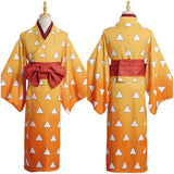 Anime Demon Slayer Agatsuma Zenitsu Kimono Cosplay Navidad Disfraz Vestido Carnaval Traje
