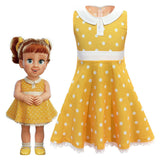 Toy Story 4 Gabby Cosplay Vestido de Color Amarilla Halloween Carnaval Vestido para Niñas