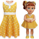 Toy Story 4 Gabby Cosplay Vestido de Color Amarilla Halloween Carnaval Vestido para Niñas