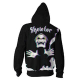 Halloween Disfraz Esqueleto Sudadera con Cremallera y Capucha para Adultos Unisex