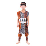 Leopardo Salvaje Cavernícola Traje Primitivo Indio Cosplay Halloween Disfraz de Fiesta o Escenario para Niños