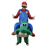 Halloween Super Mario Mario Montando Dinosaurio Traje Inflable Hinchable para Adultos