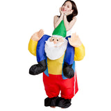 Medio Cuerpo Montando en Santa Claus Disfraz de Navidad Traje Inflable para Adultos Unisex