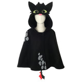 How to Train Your Dragon Night Fury Toothless Cosplay Capa Negra con Capucha para Niños