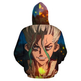 Dr. Stone Ishigami Senku Sudadera Estampada con Cremallera y Capucha para Adultos Unisex