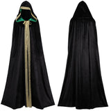 Bruja Terciopelo Negro Cárdigan Toga Capa Cosplay Disfraz Traje Fiesta Halloween Carnaval