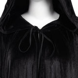 Bruja Terciopelo Negro Cárdigan Toga Capa Cosplay Disfraz Traje Fiesta Halloween Carnaval