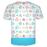 Animal Crossing Bosque de Los Animales Camiseta de Verano O-cuello Camiseta Casual Unisex