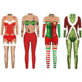 Navidad Xmas Mono Estampado de Patrón 3D Zentai Traje de Fiesta de Navidad Ropa de Rendimiento