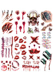 Halloween Tatuajes de Cicatrices Pegatinas Temporal Horror Realista Halloween Cosplay Accesorios