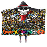 Halloween Cráneo Fantasma Manta Estampada Suave con Capucha Cosplay Accesorios