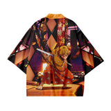 Anime Demon Slayer Agatsuma Zenitsu Cosplay Capa Kimono Cárdigan Abrigo Toga Pijama Casual