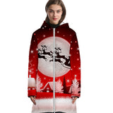 Navidad Christmas Ropa Gruesa de Invierno Chaqueta Larga de Terciopelo Chaqueta con Cremallera Unisex