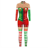Navidad Xmas Mono Estampado de Patrón 3D Zentai Traje de Fiesta de Navidad Ropa de Rendimiento