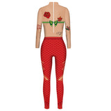 Navidad Xmas Mono Estampado de Patrón 3D Zentai Traje de Fiesta de Navidad Ropa de Rendimiento