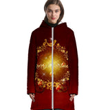 Navidad Christmas Ropa Gruesa de Invierno Chaqueta Larga de Terciopelo Chaqueta con Cremallera Unisex
