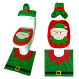 3 Piezas / Conjunto Christmas Navidad Santa Cubierta de Asiento de Inodoro Alfombra de Baño Antideslizante Decoración Navideña Para Hogar