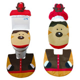 3 Piezas / Conjunto Christmas Navidad Santa Cubierta de Asiento de Inodoro Alfombra de Baño Antideslizante Decoración Navideña Para Hogar