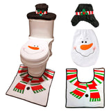 3 Piezas / Conjunto Christmas Navidad Santa Cubierta de Asiento de Inodoro Alfombra de Baño Antideslizante Decoración Navideña Para Hogar