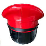 Tailandia Gorra de Oficial Militar de Cuero de PU Sombrero de Policía de Color Rojo Accesorios