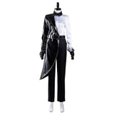 Película Cruella Cosplay disfraz Camisa blanca y negra abrigo Pantalón Halloween Carnaval Traje