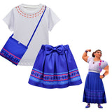 Anime Encanto Luisa Niños Cosplay Camiseta Falda Bolso Disfraz Fiesta Conjunto Carnaval Traje