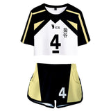 Haikyuu!! Bokuto Koutarou Cosplay Top y Pantalones Ropa de Verano 2 Piezas para Femenino
