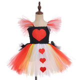Halloween Juego de Rol Disfraz Red Heart Queen Tutu Vestido de Princesa para Carnaval para Niñas