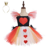 Halloween Juego de Rol Disfraz Red Heart Queen Tutu Vestido de Princesa para Carnaval para Niñas