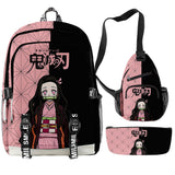 Anime Demon Slayer: Kimetsu no Yaiba Kamado Nezuko 3 Piezas Mochila Caja de Lápices Bolso Bandolera