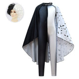 Película Cruella Niños Mono Cosplay Disfraz Halloween Capa con Peluca Carnaval Traje