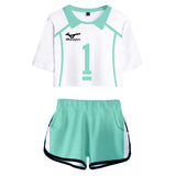 Anime Haikyuu!! Oikawa Tooru Cosplay Camiseta y Pantalones Cortos Ropa 2 Piezas de Verano para Femenino