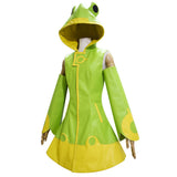 Anime Cardcaptor Sakura Cosplay Kinomoto Sakura Rana verde impermeable Disfraz Halloween fiesta Carnaval Traje Per.