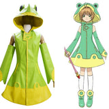 Anime Cardcaptor Sakura Cosplay Kinomoto Sakura Rana verde impermeable Disfraz Halloween fiesta Carnaval Traje Per.