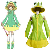 Anime Cardcaptor Sakura Cosplay Kinomoto Sakura Rana verde impermeable Disfraz Halloween fiesta Carnaval Traje Per.