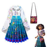 Anime Encanto Mirabel Niños Cosplay Navidad Disfraz Traje Vestido Falda con la Capa Carnaval