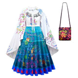 Anime Encanto Mirabel Niños Cosplay Navidad Disfraz Traje Vestido Falda con la Capa Carnaval