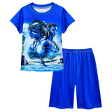Avatar:The Way of Water Neytiri Cosplay Disfraz Niños Chicos Camiseta Pantalones Cortos Traje de Carnaval Fiesta