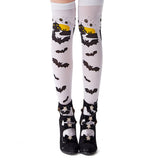 Halloween Medias estampadas de impreso Mardi Gras horror Murciélago castillo Calcetines altos mujer
