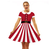 Adultos Traje de Madre-Hija A Rayas Cosplay Navidad Halloween Disfraz Falda Vestido Carnaval