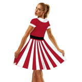 Adultos Traje de Madre-Hija A Rayas Cosplay Navidad Halloween Disfraz Falda Vestido Carnaval