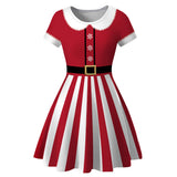 Adultos Traje de Madre-Hija A Rayas Cosplay Navidad Halloween Disfraz Falda Vestido Carnaval